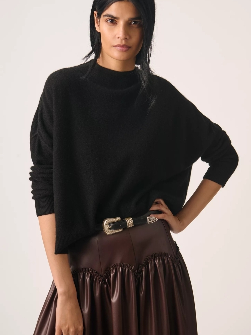 POPULAR Anthropologie Pilcro The Alani 100% Cashmere Mock Neck Sweater Black S